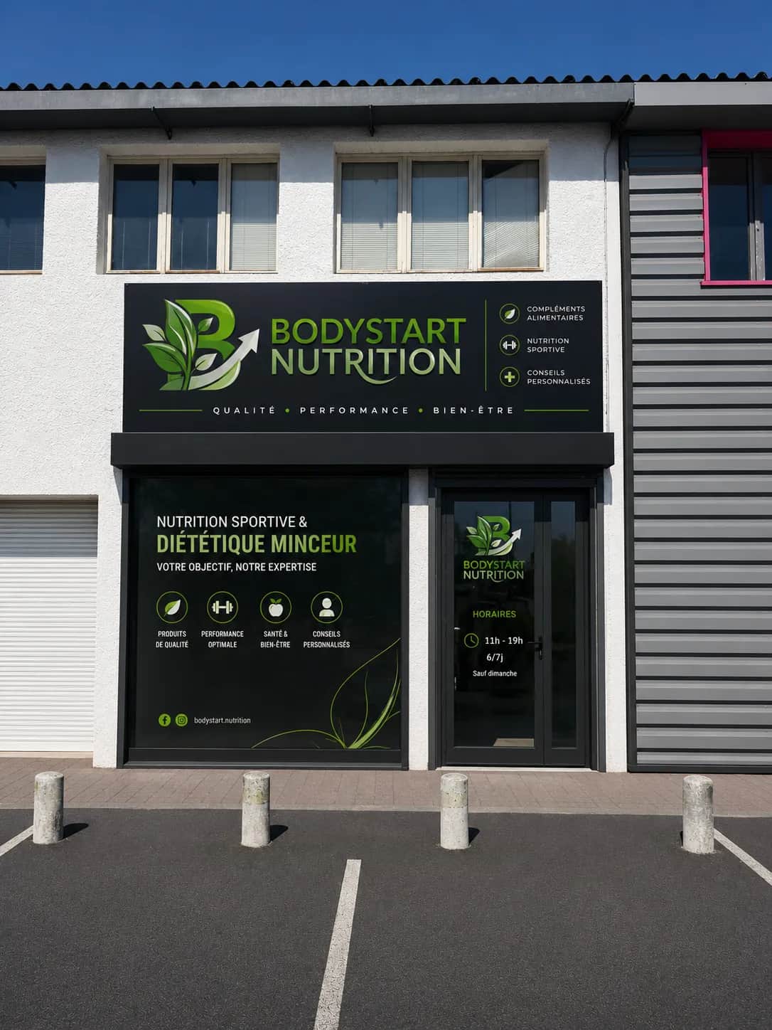 Devanture de la boutique BodyStart Nutrition à Coignières