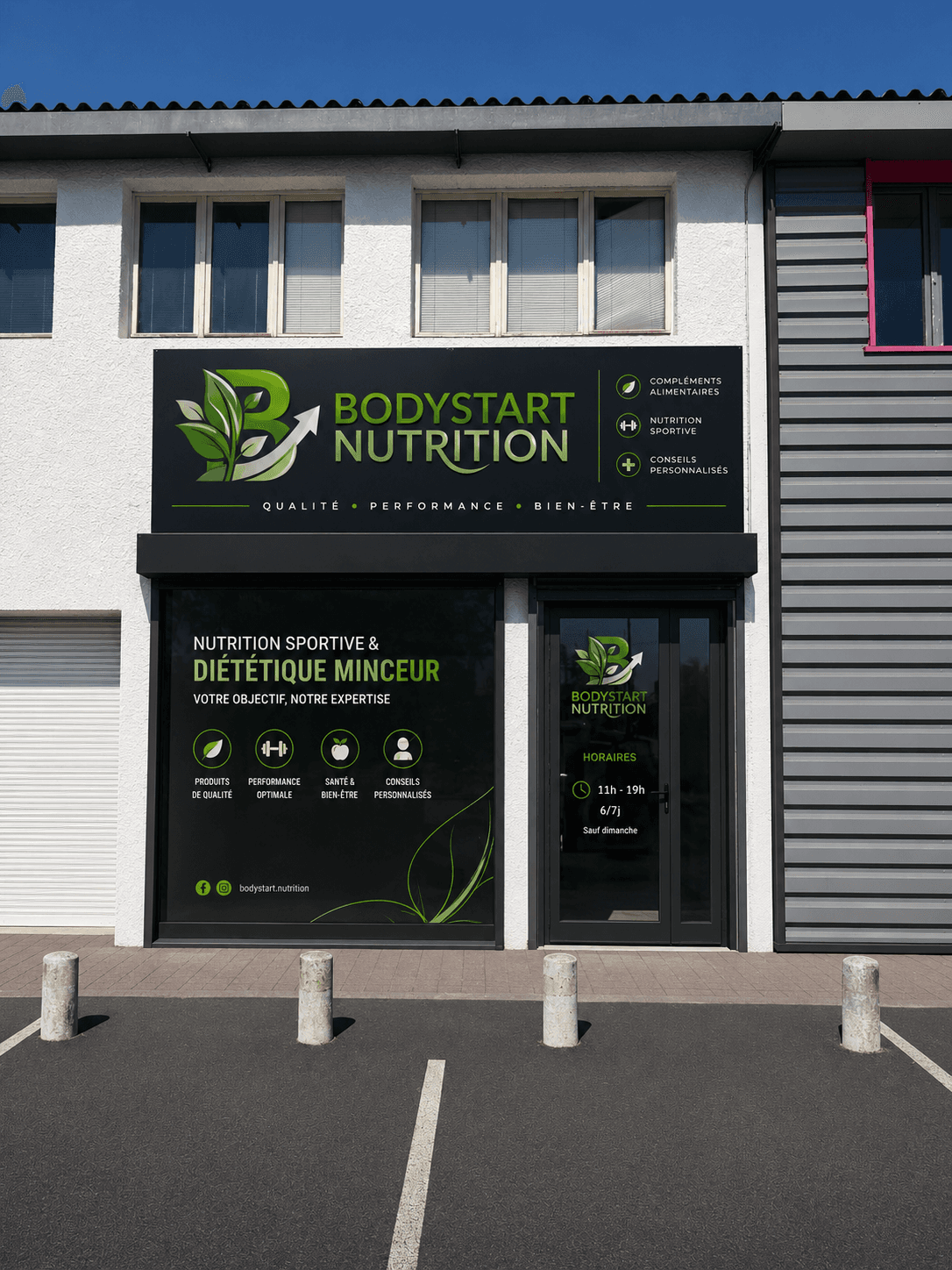 Devanture de la boutique BodyStart Nutrition à Coignières