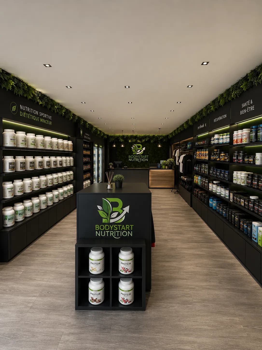 Intérieur de la boutique BodyStart Nutrition à Coignières